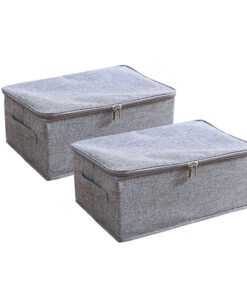1-SOGA 2X Grey Small Portable Double Zipper Storage Box Moisture Proof Clothes Basket Foldable Home Organiser