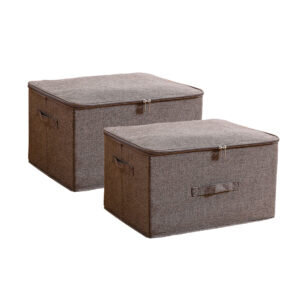 1-SOGA 2X Coffee Large Portable Double Zipper Storage Box Moisture Proof Clothes Basket Foldable Home Organiser