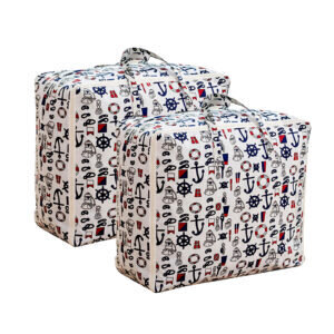 1-SOGA 2X Nautical Icons Large Storage Luggage Bag Double Zipper Foldable Travel Organiser Essentials