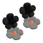 1-SOGA 2X Black Flower Cushion Shaped for Floor and Sitting Throw Pillow