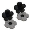 1-SOGA 2X Black Flower Cushion Shaped for Floor and Sitting Throw Pillow