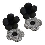 1-SOGA 2X Black Flower Cushion Shaped for Floor and Sitting Throw Pillow