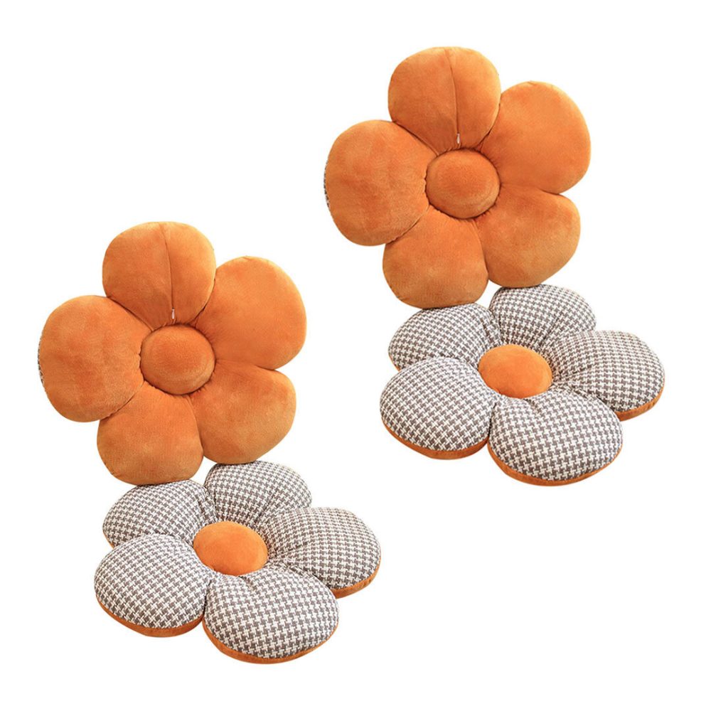 1-SOGA 2X Orange Flower Cushion Shaped for Floor and Sitting Throw Pillow