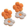 1-SOGA 2X Orange Flower Cushion Shaped for Floor and Sitting Throw Pillow