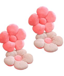 1-SOGA 2X Pink Flower Cushion Shaped for Floor and Sitting Throw Pillow