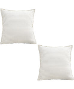 SOGA 2X 50cm Beige Throw Pillow Warm Wabi-sabi Striped Corduroy Square For Home Decor