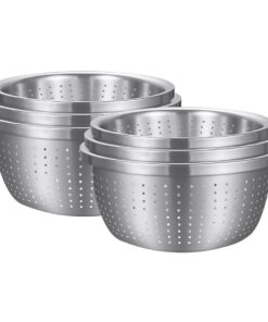 SOGA 2X Stainless Steel Nesting Basin Colander Perforated Kitchen Sink Washing Bowl Metal Basket Strainer Set of 3
