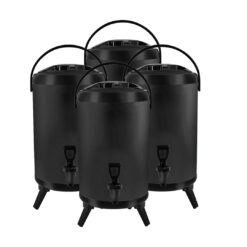 1-SOGA 4X 18L Stainless Steel Insulated Milk Tea Barrel Hot and Cold Beverage Dispenser Container with Faucet Black