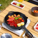 2-SOGA 2X 30cm Round Cast Iron Frying Pan Skillet Steak Sizzle Platter with Helper Handle