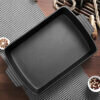 2-SOGA 2X 38cm Cast Iron Rectangle Bread Cake Baking Dish Lasagna Roasting Pan