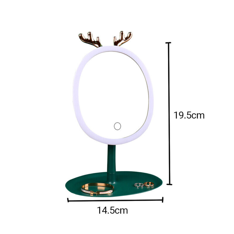 SOGA 2X Green Antler LED Light Makeup Mirror Tabletop Vanity Home Decor - Image 2