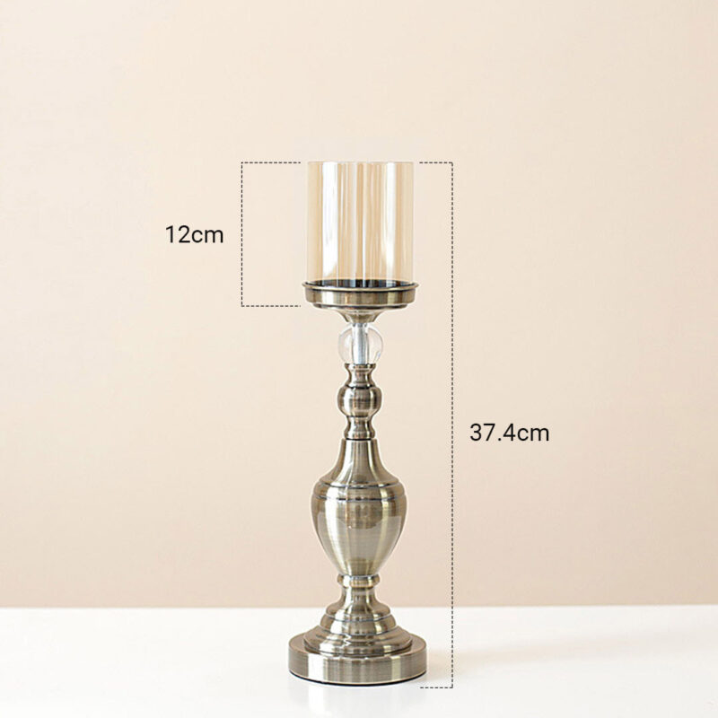 SOGA 37.4cm Glass Candlestick Candle Holder Stand Pillar Glass/Iron Metal - Image 2