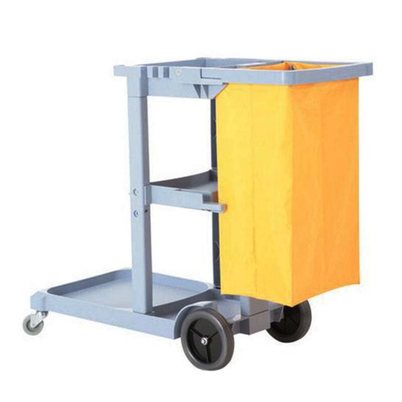 SOGA 2X 3 Tier Multifunction Janitor Cleaning Waste Cart Trolley and Waterproof Bag - Image 2