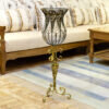 2-SOGA 85cm European Clear Glass Floor Home Decor Flower Vase with Tall Metal Stand