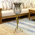 2-SOGA 85cm European Clear Glass Floor Home Decor Flower Vase with Tall Metal Stand