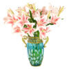 2-SOGA Blue European Colored Glass Home Decor Jar Flower Vase with Two Metal Handle