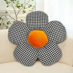 2-SOGA 2X Black Flower Cushion Shaped for Floor and Sitting Throw Pillow