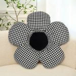 2-SOGA 2X Black Flower Cushion Shaped for Floor and Sitting Throw Pillow