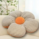 2-SOGA 2X Orange Flower Cushion Shaped for Floor and Sitting Throw Pillow