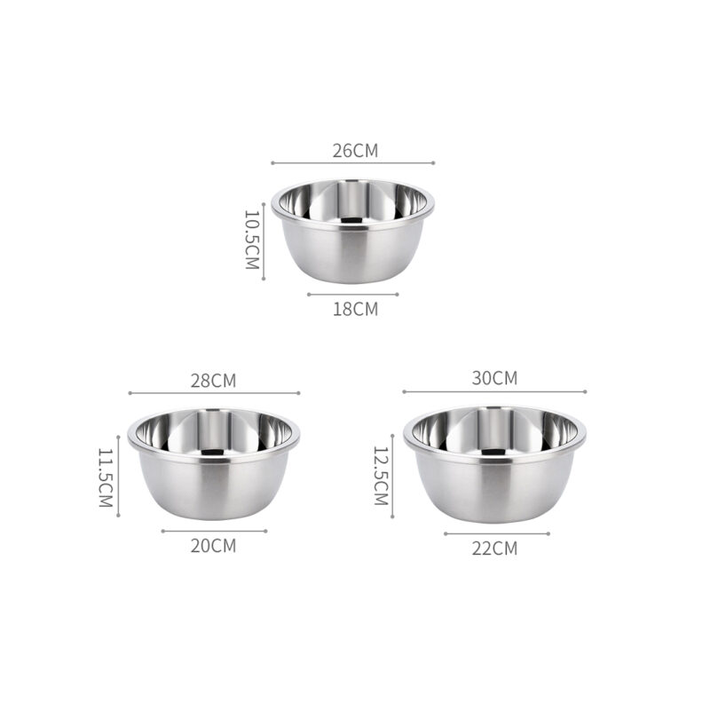 SOGA 2X 3Pcs Deepen Polished Stainless Steel Stackable Baking Washing Mixing Bowls Set Food Storage Basin - Image 2