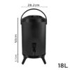 2-SOGA 2X 18L Stainless Steel Insulated Milk Tea Barrel Hot and Cold Beverage Dispenser Container with Faucet Black