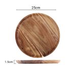 2-SOGA 2X 25cm Brown Round Wooden Centerpiece Serving Tray Board Home Decor