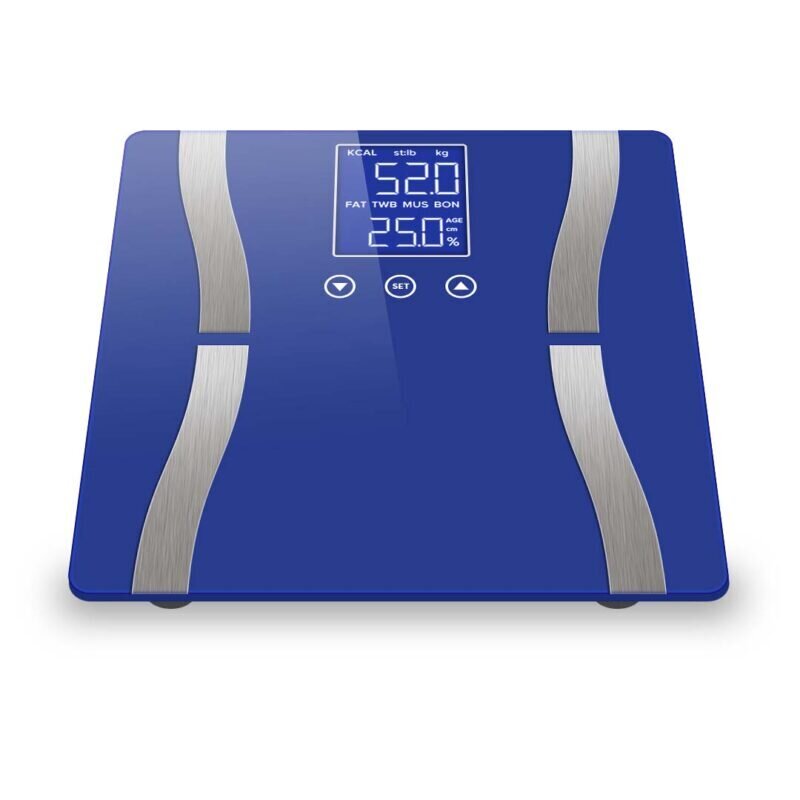 SOGA 2X Glass LCD Digital Body Fat Scale Bathroom Electronic Gym Water Weighing Scales Blue/White - Image 3