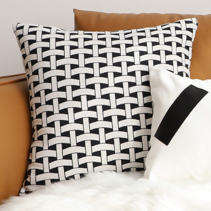 SOGA 50cm Black & White Pattern Throw Pillow Thick Comfort Pro Polyester Fiber Cotton for Home Decor - Image 3