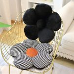 3-SOGA 2X Black Flower Cushion Shaped for Floor and Sitting Throw Pillow