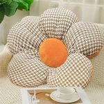 3-SOGA 2X Orange Flower Cushion Shaped for Floor and Sitting Throw Pillow