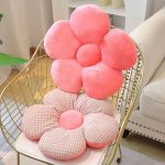 3-SOGA 2X Pink Flower Cushion Shaped for Floor and Sitting Throw Pillow
