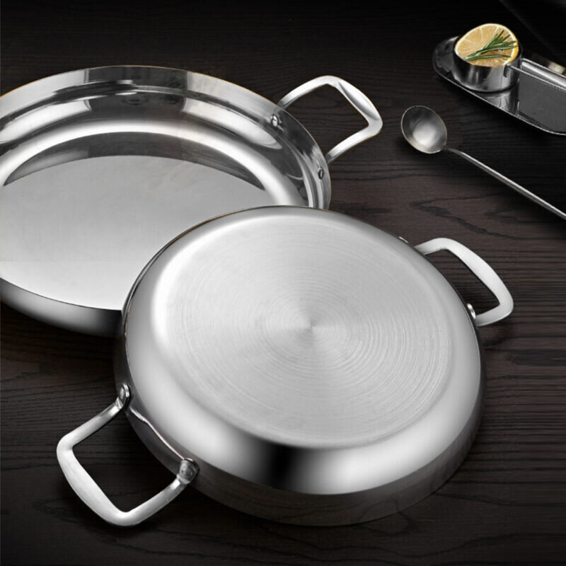 Soga 28cm Flat Base Seafood Dry Pot in Elegant Silver Finish with Durable for Kitchen Essential - Image 3