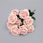 3-SOGA Clear Glass Cylinder Flower Vase with 4 Bunch 9 Heads Artificial Fake Silk Rose Home Decor Set