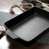 3-SOGA 38cm Cast Iron Rectangle Bread Cake Baking Dish Lasagna Roasting Pan