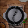 3-SOGA 2X 32CM Round Cast Iron Shabu Shabu Hotpot Beef Chicken Stew Wok Two-Flavor Division