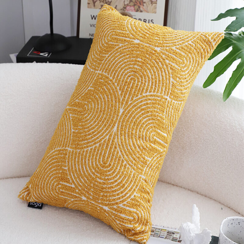SOGA 35cm Mustard Yellow Throw Pillow Geometric Indoor and Outdoor Corded for Home Decor - Image 2