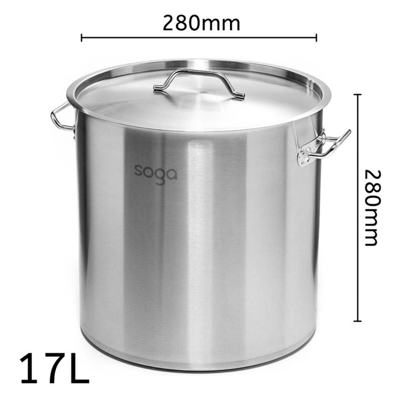 SOGA Dual Burners Cooktop Stove, 30cm Cast Iron Skillet and 17L Stainless Steel Stockpot 28cm - Image 4