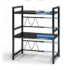 4-SOGA 3 Tier Steel Black Retractable Kitchen Microwave Oven Stand Multi-Functional Shelves Storage Organizer