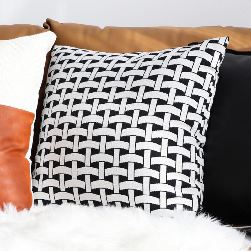 SOGA 50cm Black & White Pattern Throw Pillow Thick Comfort Pro Polyester Fiber Cotton for Home Decor - Image 4