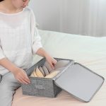 4-SOGA 2X Grey Small Portable Double Zipper Storage Box Moisture Proof Clothes Basket Foldable Home Organiser