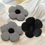 4-SOGA 2X Black Flower Cushion Shaped for Floor and Sitting Throw Pillow