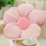 4-SOGA 2X Pink Flower Cushion Shaped for Floor and Sitting Throw Pillow