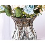 4-SOGA 85cm Clear Glass Tall Floor Vase with 12pcs Artificial Fake Flower Set