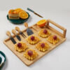 4-SOGA 2X 36cm Brown Rectangular Wood Cheese Board Charcuterie Serving Tray with Knife Set Countertop Decor