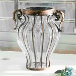 4-SOGA Clear Glass Flower Vase with 6 Bunch 4 Heads Artificial Fake Silk Magnolia denudata Home Decor Set