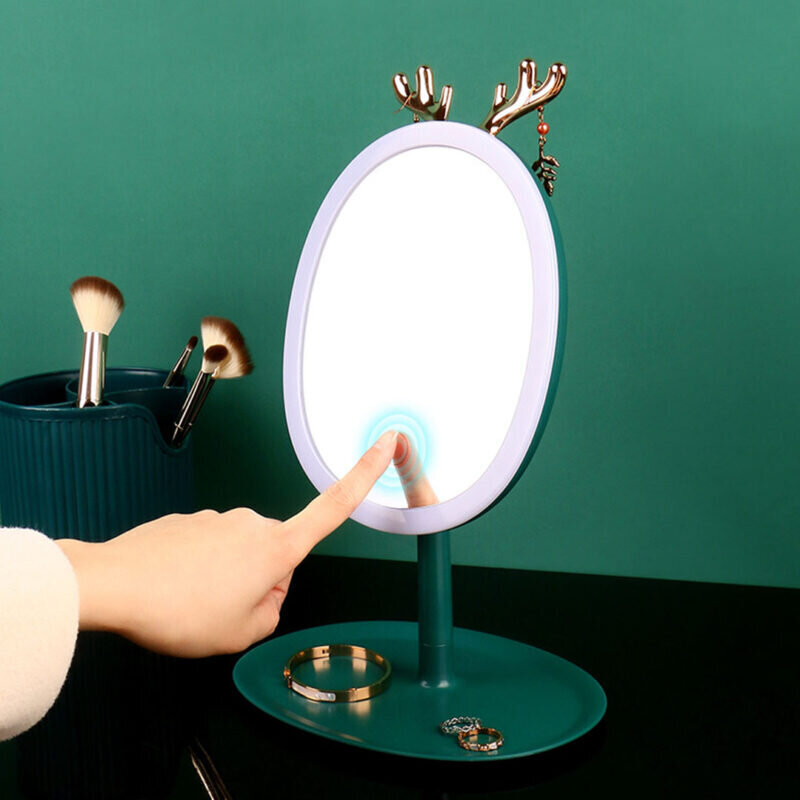 SOGA 2X Green Antler LED Light Makeup Mirror Tabletop Vanity Home Decor - Image 3