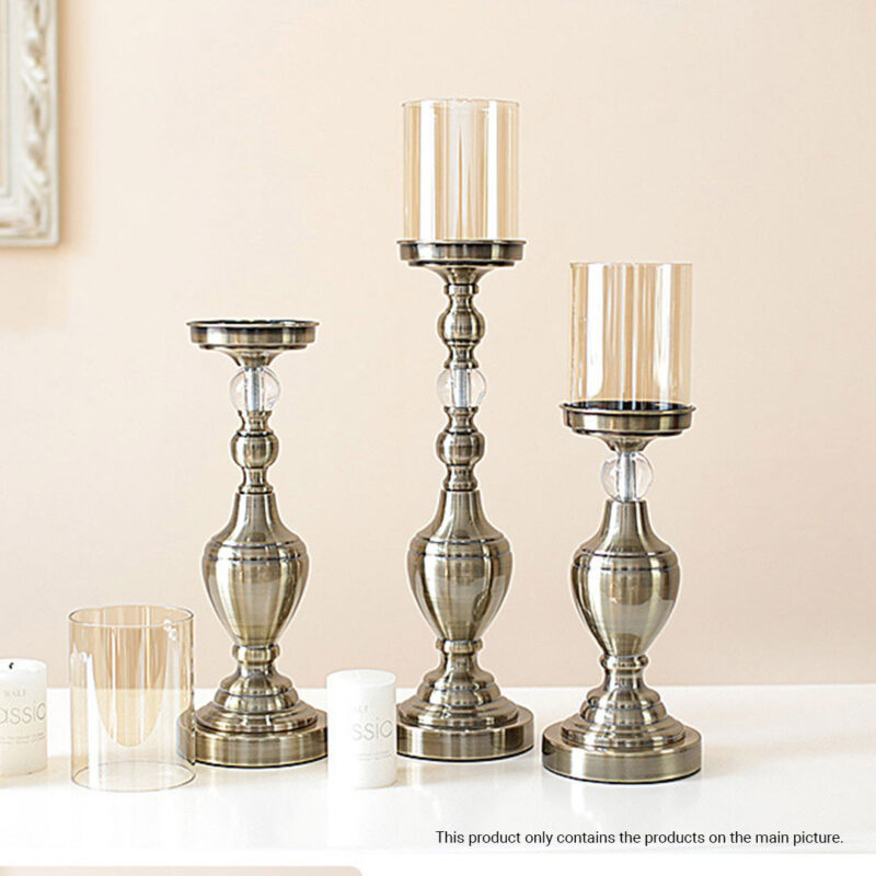SOGA 37.4cm Glass Candlestick Candle Holder Stand Pillar Glass/Iron Metal - Image 5