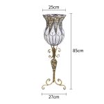 5-SOGA 85cm European Clear Glass Floor Home Decor Flower Vase with Tall Metal Stand