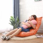 5-SOGA 4X Lounge Floor Recliner Adjustable Lazy Sofa Bed Folding Game Chair Orange