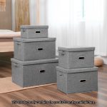 5-SOGA Grey Medium Foldable Canvas Storage Box Cube Clothes Basket Organiser Home Decorative Box